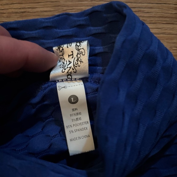 Blue Textured Women's Shorts - Picture 3 of 4